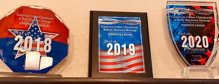 Greenway Cotton Chiropractic and Body Harmony Massage Best of Awards